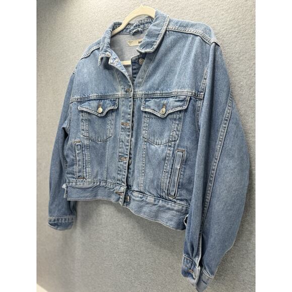 TOPSHOP MOTO MEDIUM WASH WOMEN'S DENIM TRUCKER JEAN JACKET Sz US 6 INNER POCKETS - Picture 3 of 13